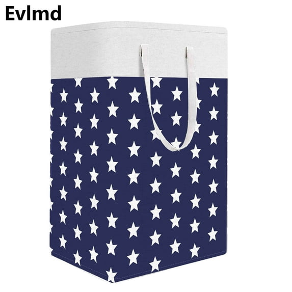 EVNELE Large Laundry Hamper, Waterproof Canvas Laundry Basket, Collapsible Storage Basket Bin for Kids Room, Toy Organizer, Nursery Hamper, Clothes Hamper, Stars