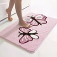 thumbnail image 1 of EVNELE Pink Bathroom Rug, Butterfly Pattern Microfiber Shaggy Bathroom Mats |Absorbent |Non Slip |16" x 24", 1 of 6