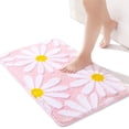 thumbnail image 1 of Sortora Pink Bathroom Rugs Cute Daisy Bath Mat White and Yellow Flower Decor Rug Non Slip Floor Carpet Microfiber Bathmat Super Absorbent Machine Washable Bathtub Mats for Shower (24x60 inch), 1 of 5