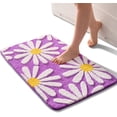 thumbnail image 1 of Sortora Purple Bathroom Rugs Cute Daisy Bath Mat White and Yellow Flower Decor Rug Non Slip Floor Carpet Microfiber Bathmat Super Absorbent Machine Washable Bathtub Mats for Shower (24x60 inch), 1 of 6