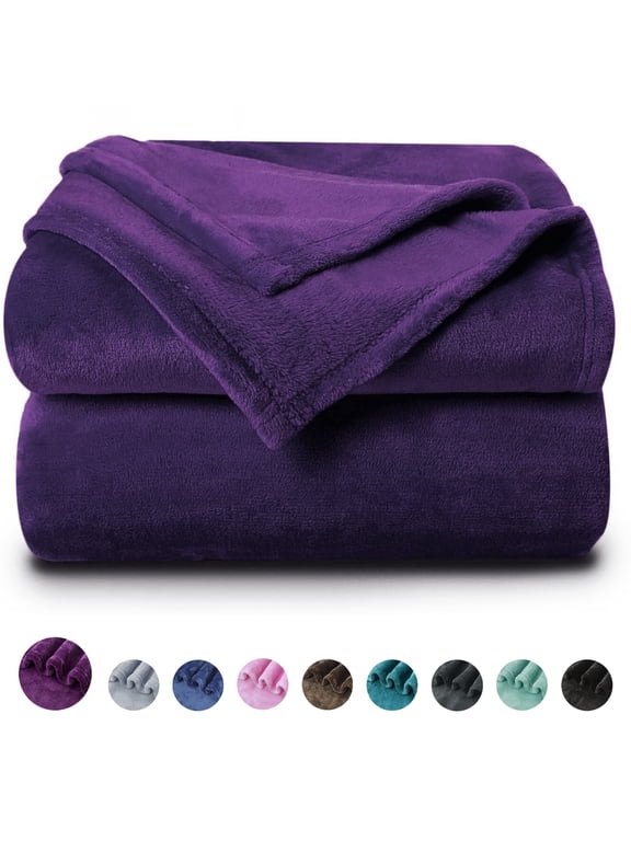 Purple Throw Size Blankets, Fuzzy Lightweight Warm Throw Blanket for Couch, Sofa, Pet, Bed, 50 x 60 inch