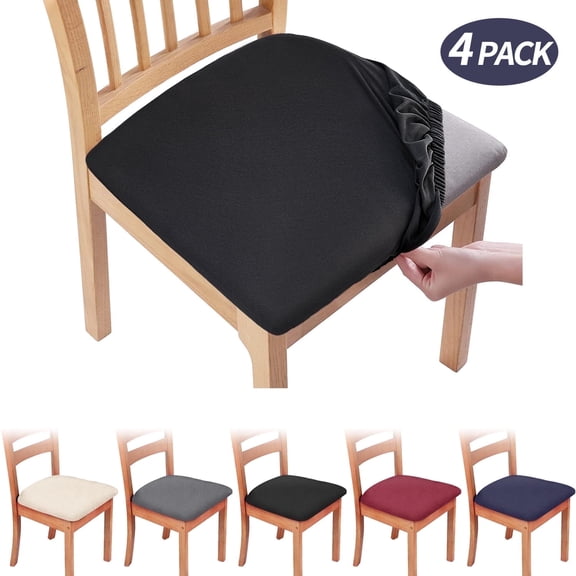 Furrygo Removable 4 Piece Polyester Dining Chair Slipcovers, Black