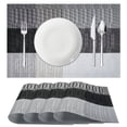 thumbnail image 1 of EVNELE Woven Placemats Set of 4, Black Anti-Slip Heat PVC Resistant Kitchen Table Mats, 12×18 Inch, 1 of 6