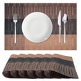 thumbnail image 1 of Sortora Woven Placemats Set of 6, Brown Anti-Slip Heat PVC Resistant Kitchen Table Mats, 12×18 Inch, 1 of 6