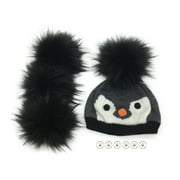 Furryvalley Faux Fur Pompom for knitting 4pcs DIY Crafts Fluffy Balls with Snap Fastener Removable 6 Inch Extra Large Black