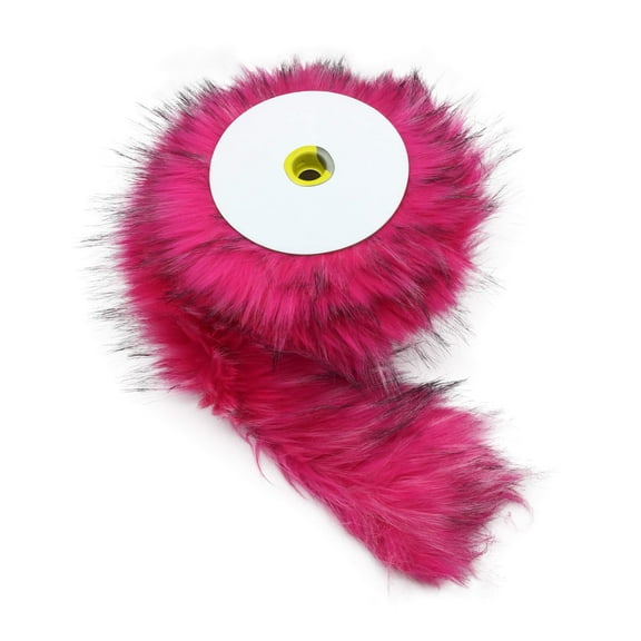 Furryvalley Faux Fur Trim Fur Ribbon Craft Furry Stripe for Slippers Slides Fringe 2 Yards (Rose Pink)