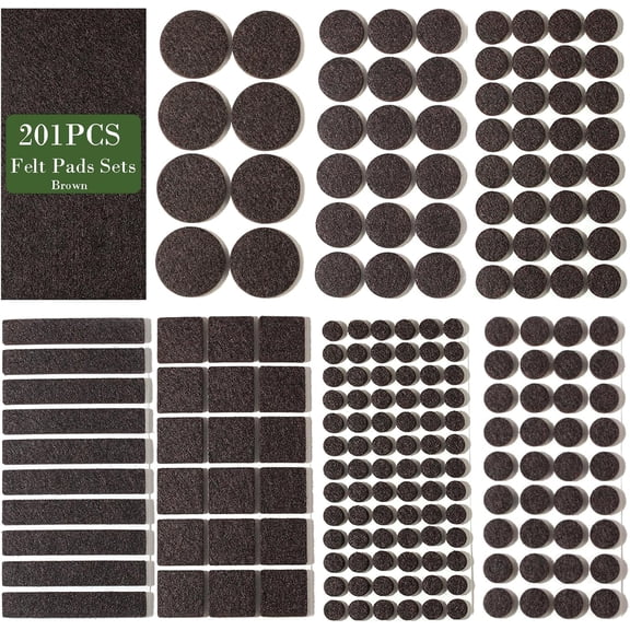 Fursafe&Q Felt Furniture Pads for Hardwood Floors -Self Adhesive Chair Leg PadsFurniture Feet Floor Protectors, Protect from Nicks, Bumps and Scratch, 201 Pcs Kitchen Cabinet Door Bumper