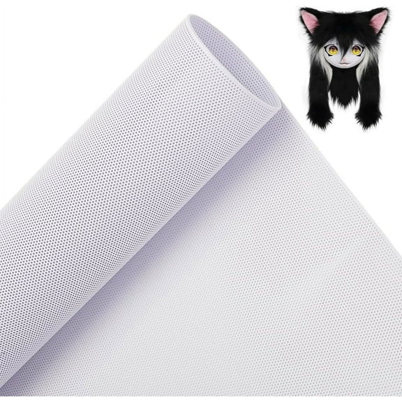 Fursuit Eye Mesh 39x11.8inch White PVC Mesh Net 0.2mm Thick Waterproof Printable Mesh for Furries Cosplay Sculptures Props Fursuits Craft Making Hole: 0.8mm White DIY