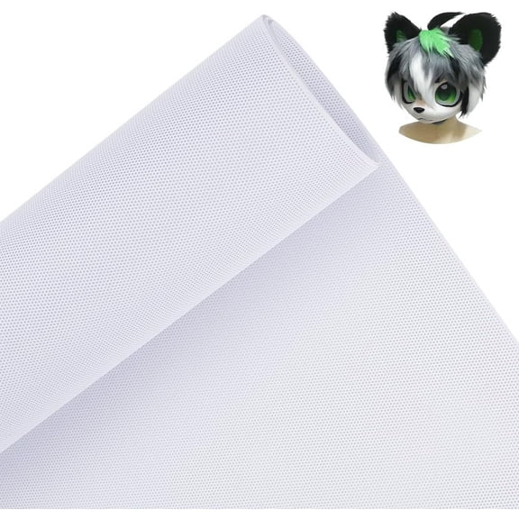 Fursuit Eye Mesh 39x11.8inch White PVC Net 0.45mm Thick Waterproof Printable Mesh for Furries Cosplay Props Fursuits Craft Making Hole: 0.5mm