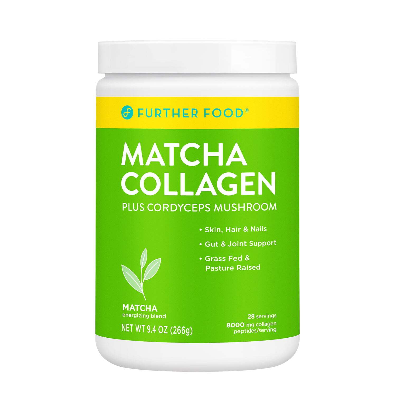 Further Food Matcha Collagen Peptides Powder, Grass-Fed, 9.4 oz