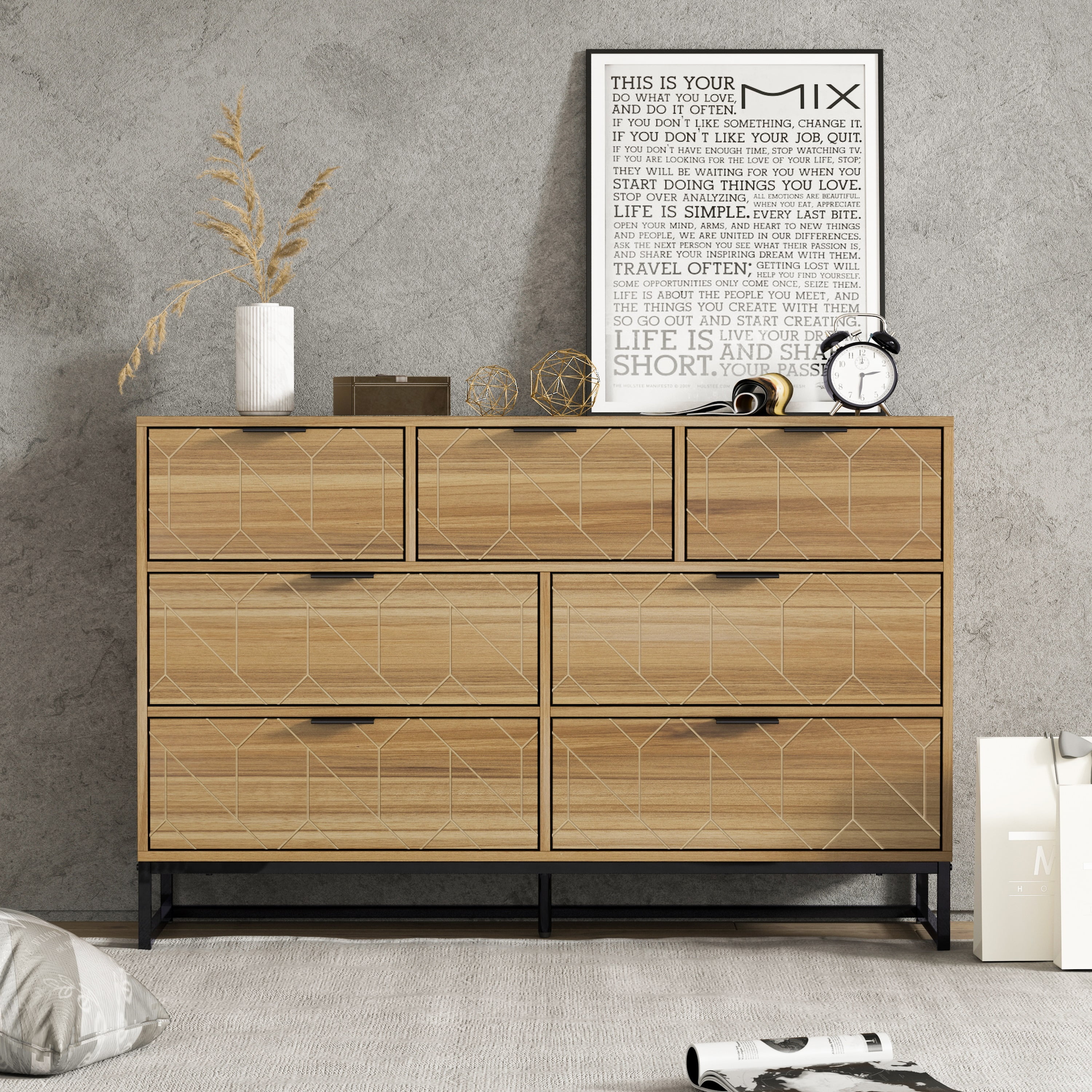 Furtivusia 7drawer Dresser, Wooden Chest of Drawers, Modern Large Capacity Dresser Storage