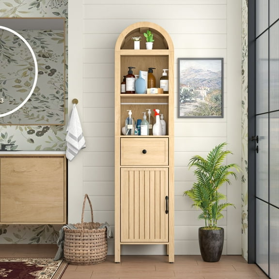 Furtivusia Bathroom Storage Cabinet Narrow Tall Cabinet Storage Tower with Door and Drawer