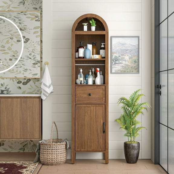 Furtivusia Bathroom Storage Cabinet Narrow Tall Cabinet Storage Tower with Door and Drawer
