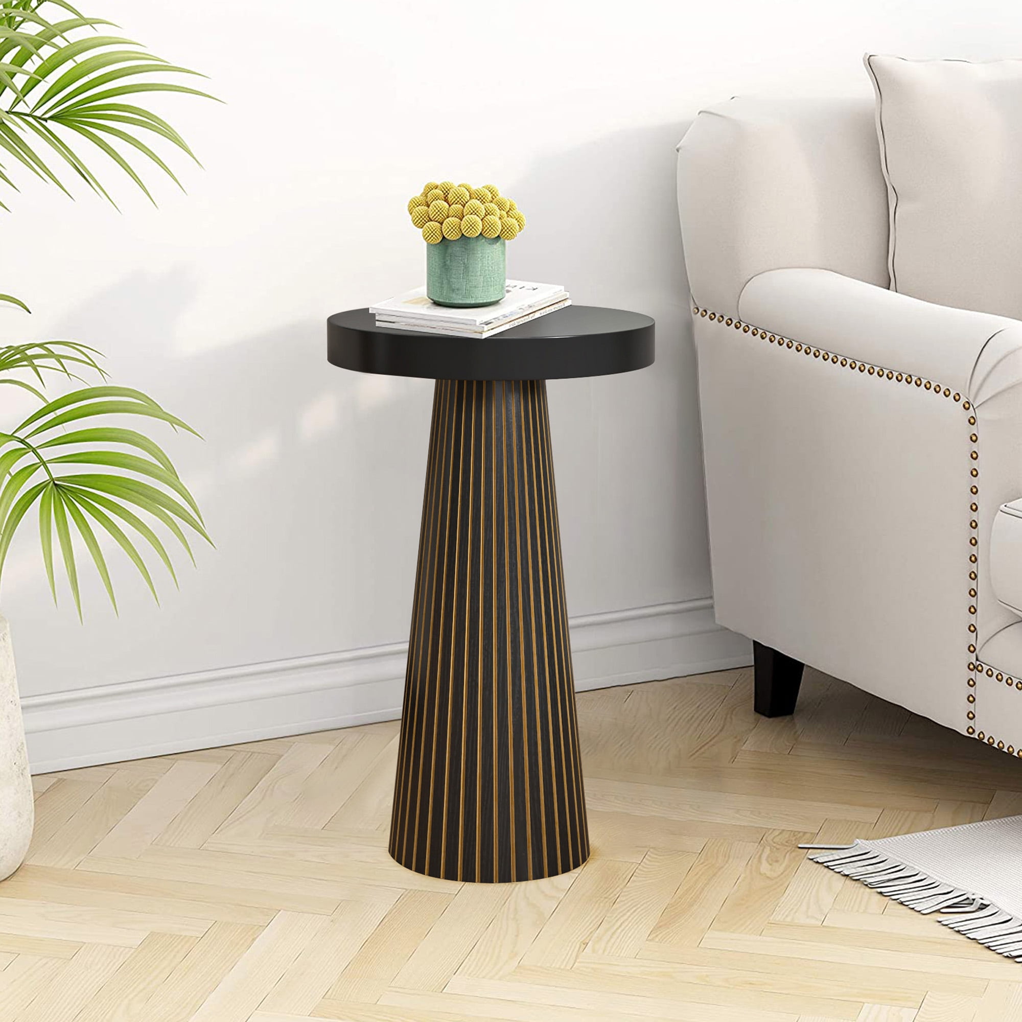 Furtivusia Round Side Table Wood End Table Accent Table Small ...