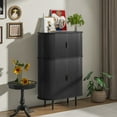 thumbnail image 1 of Furtivusia Sideboard Storage Cabinet, Fluted Accent Storage Cabinet with Sliding Doors, Coffee Bar Cabinet with Drawers for Kitchen, Living Room, Entryway, Black, 1 of 11