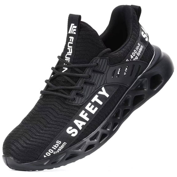 Furuian Slip-Resistant Steel Toe Work Shoes, Lightweight Composite Safety Sneakers for Men and Women