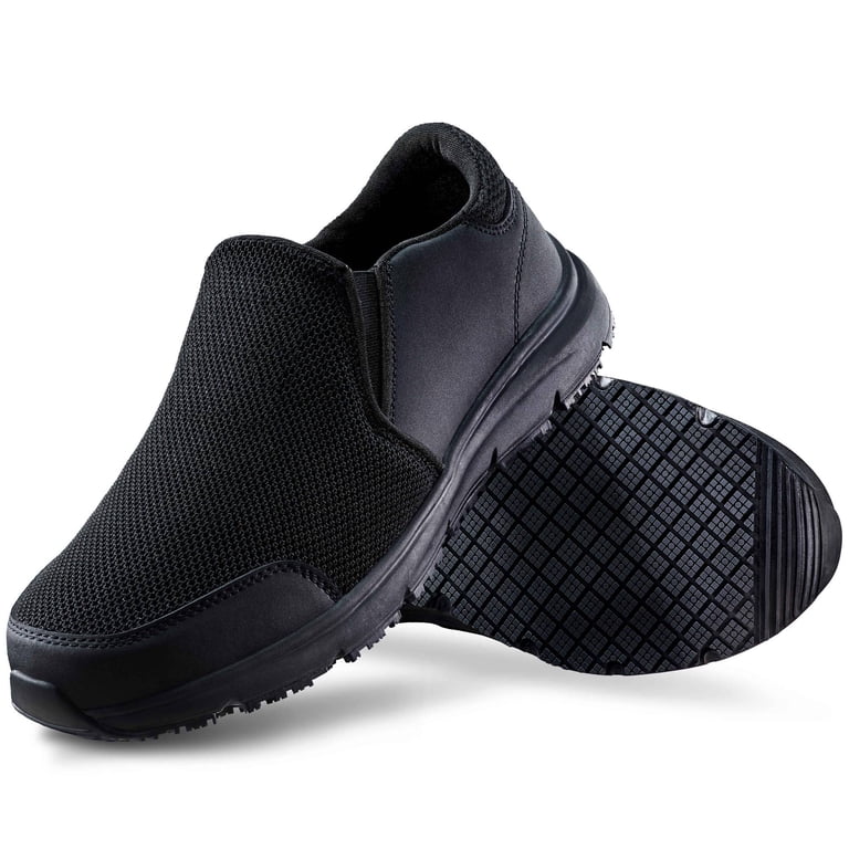 Furuian Non Slip Work Shoes for Men, Lightweight Slip Resistant Chef Shoes for Kitchen and Restaurant, Black