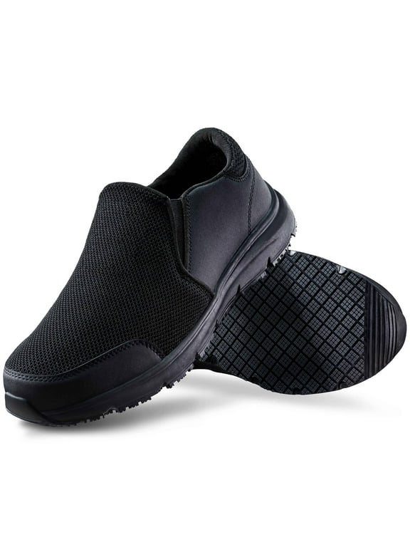Non Slip Work Shoes for Men, Waterproof and Slip Resistant Chef Kitchen Shoes, Black