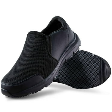 Furuian Waterproof Slip Resistant Work Shoes for Men Food Service Non Slip Shoes Water Resistant Comfortable Slip On Chef Kitchen Restaurant Shoes Black