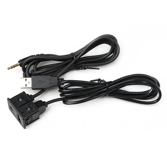 Furulu 1.5m Car AUX USB Extension Cable Lead Mounting Panel Auto Boat Dash Flush Mount