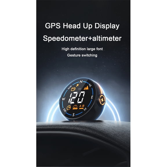 Furulu 12V Car GPS HUD Speedometer Headup Display MPH KMH M/MILE with Gesture Switching