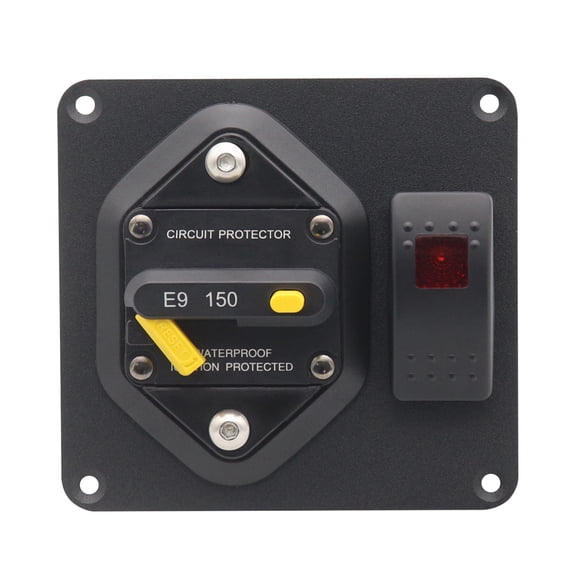 Furulu 150A Circuit Breaker Panel + Red LED Backlit Switch ON-OFF 2 in 1 For Car Truck