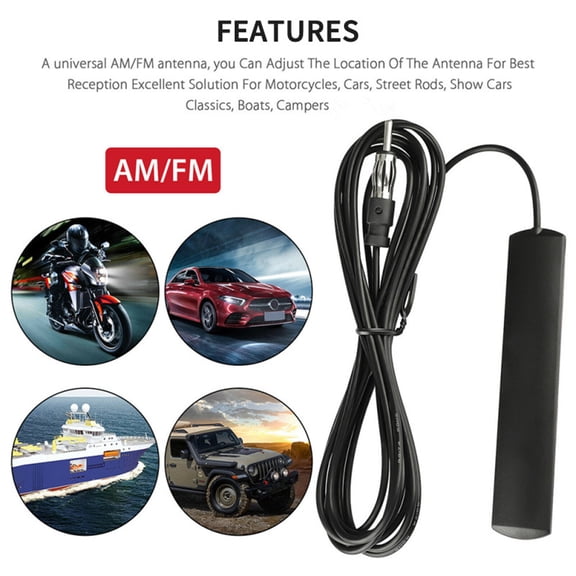 Furulu 1Pcs Universal Black Car Interior Amplifier Antenna For Stereo FM Radio Stations