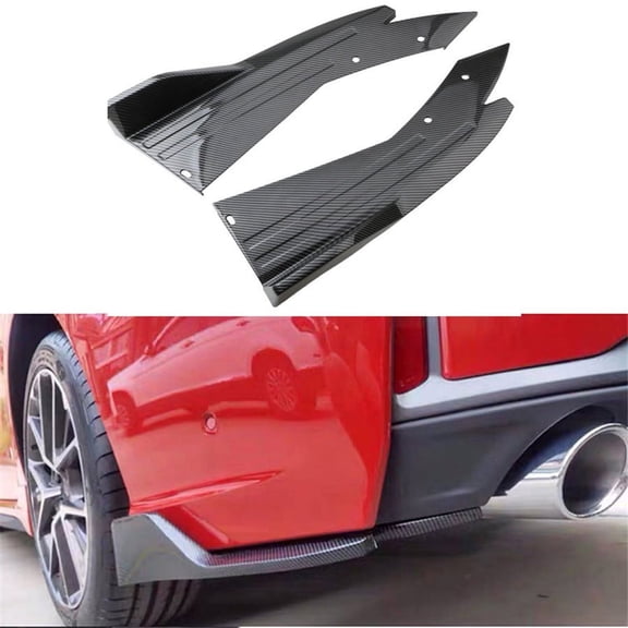 Furulu 2 pcs Carbon Fiber Car Bumper Spoiler Rear Lip Angle Splitter Diffuser Winglet Wings Anti-crash modified Car Body Side Skirt