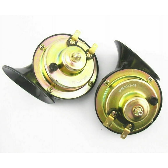 Furulu 2pcs 12V 110DB Car Loud Dual-tone Snail Electric Horn Black Universal US Stock
