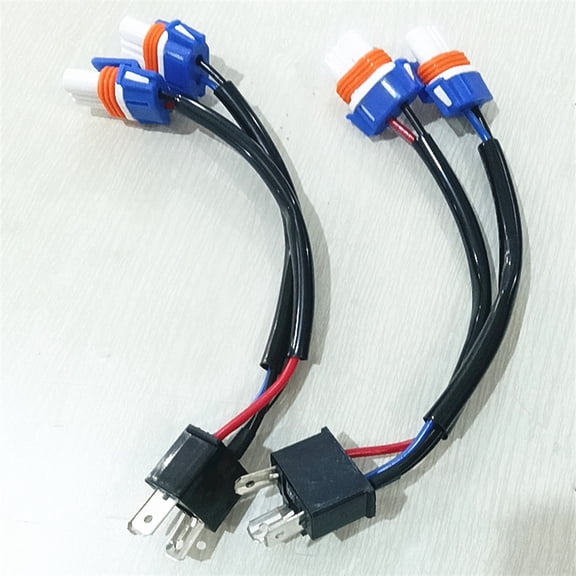 Furulu 2x H4 to 9005 Bulb Headlight Adapter Sockets Wiring Harness Ceramic Output Plugs
