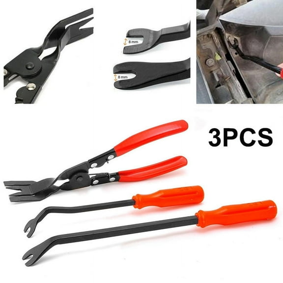 Furulu 3 Pcs Set Portable Car Off-Road Clip Plier Fastener Remover Combo Repair Tool