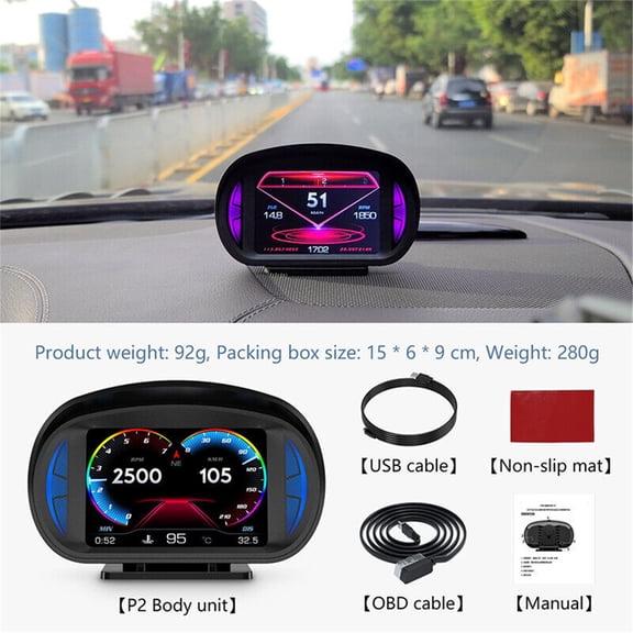 Furulu 3 in Car OBD GPS HUD Digital Head Up Display Speedometer Speed Temp Alarm Gauge