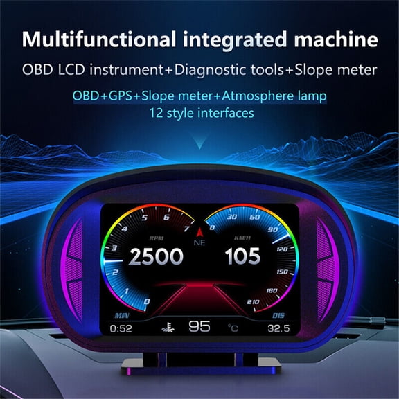 Furulu 3 in Car OBD GPS HUD Digital Head Up Display Speedometer Speed Temp Alarm Gauge