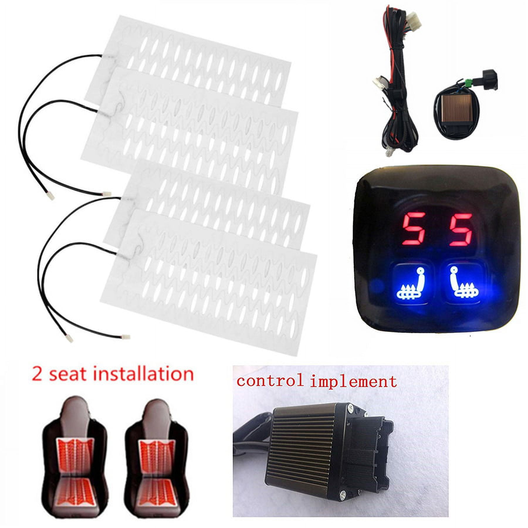 Car Seat Heater Kit 5 Level Heated Square Switch Dual Control System FOR 2  Seats 