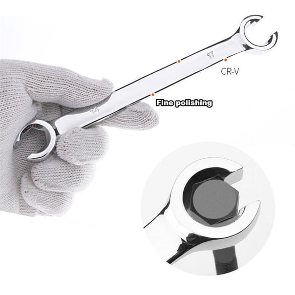 Furulu 6Pcs Metric Flare Nut Spanner Wrench Set For Brake / A/C/ Diesel Lines Injectors