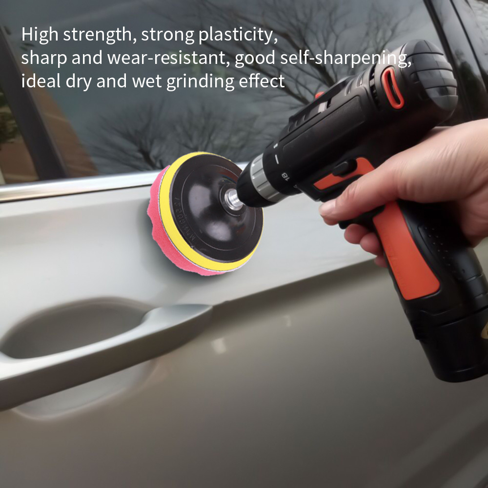 Mini Car Foam Drill Polishing Pad Kit Hook And Loop Detail Sponge Wool Waxing Bu