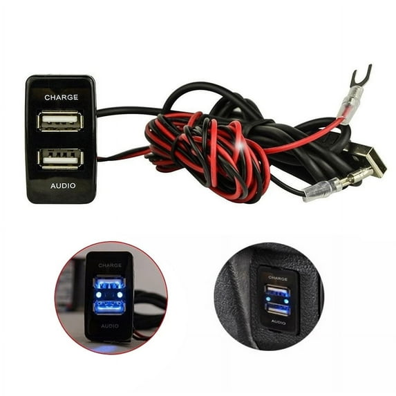 Furulu Car Dual USB Charger w/ Audio Socket USB Charging For Toyota FJ Cruiser Fortuner