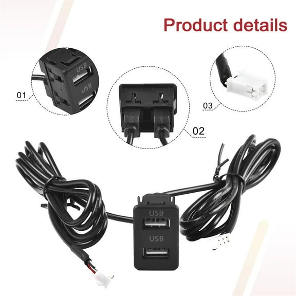 Furulu Car Navigation 4 Pin 6 Pin To Dual Usb Port Panel Interface Extension 145Cm Cable Adapter For Aftermarket Multimedia Head Unit