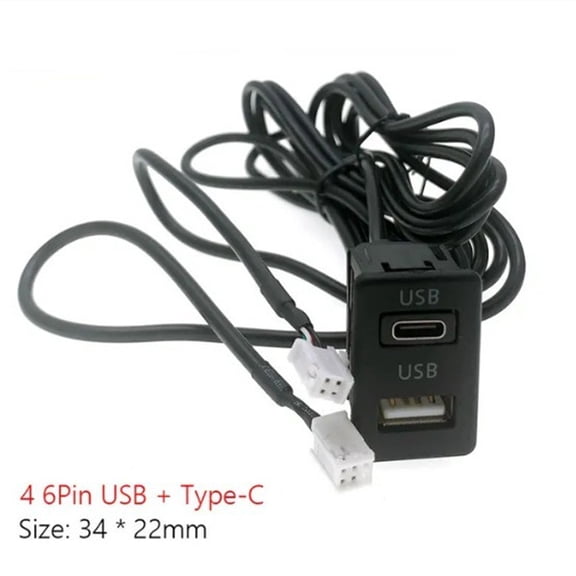 Furulu Car Navigation 4 Pin 6 Pin To Usb+Type-C Port Panel Interface Extension 145Cm Cable Adapter For Aftermarket Multimedia Head Unit