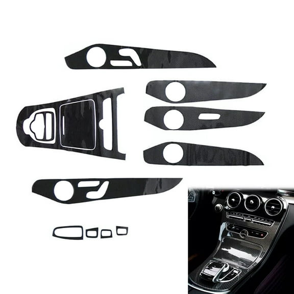 Furulu Carbon Fiber Look Pattern Interior Trim For Mercedes-Benz C200 C300 GLC 2015-18