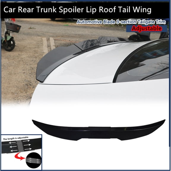 Furulu Glossy Black Adjustable Car Rear Trunk Spoiler Lip Roof Tail Wing For Car Sedan