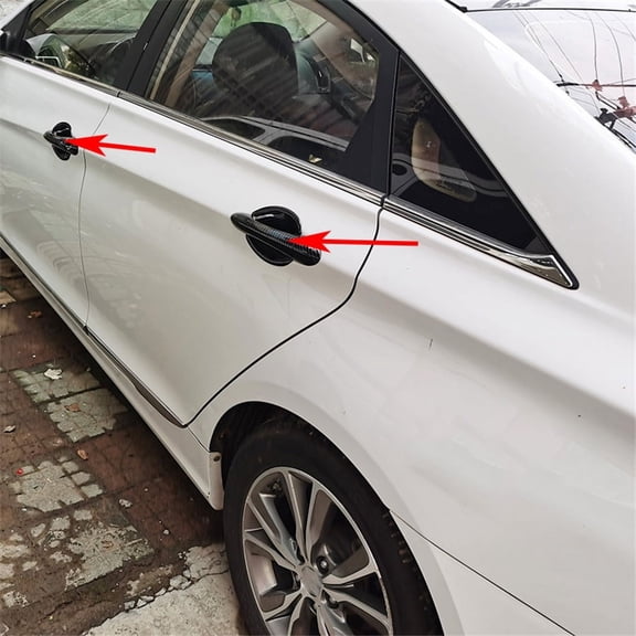 Furulu Glossy Black Carbon Fiber Look Door Handle Covers Trims For 2011-2014 Hyundai Sonata