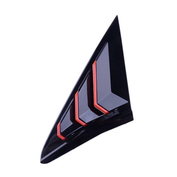 Furulu Hatchback Rear Side Vent Window Louver Cover Black+Red For 2016-2021 Honda Civic