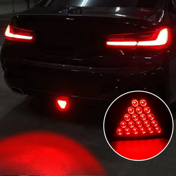 Furulu Red LED Rear Stop Tail Brake Light Safety Warning Triangle Strobe Flashing Lamp