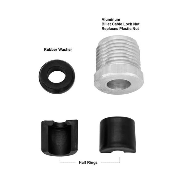 Furulu Steering Reverse Aluminum Billet Cable Lock Nut + Half Ring Retainer + Rubber Grommet Kit