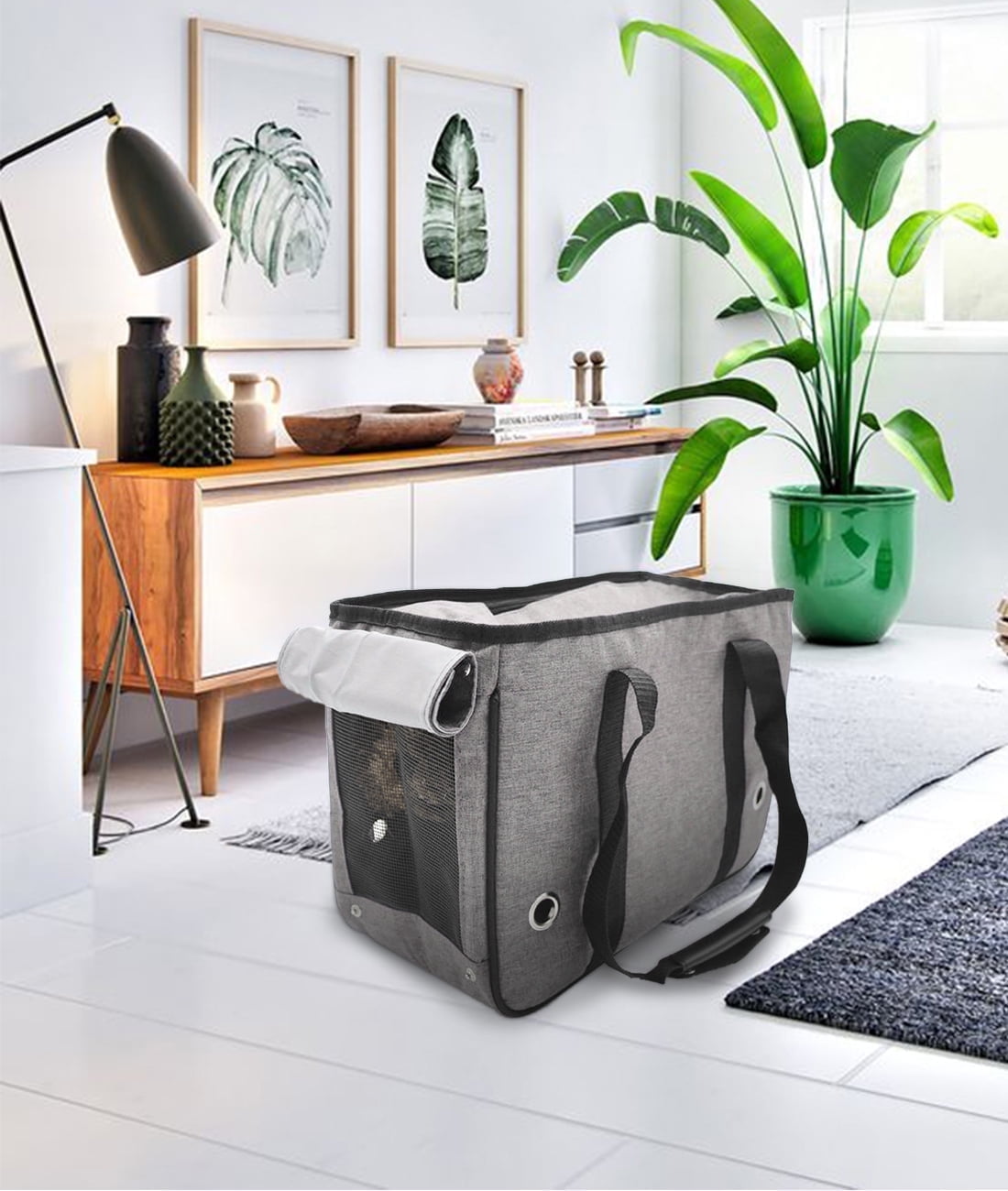 Furuoping Cat Carrier for 20LB Dogs Cats, Double Curtain Soft Cat Carrier, Pet Carrier for Home Outdoor Travel, Portable Pet Handbag Airline Approved(Camel)