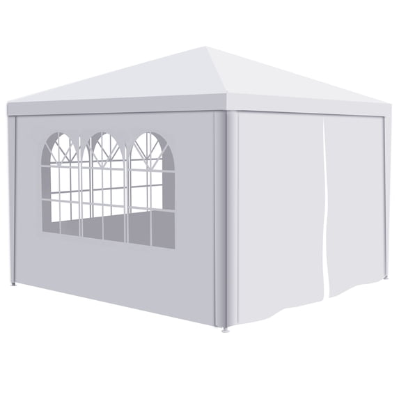 Furvclv 10'x10' Party Tent, Commercial Gazebo Tent, With 4 Removable Walls, Windows, Zipper Door, Portable Canopy Tent For Outdoor Event, Wedding Party, Bench