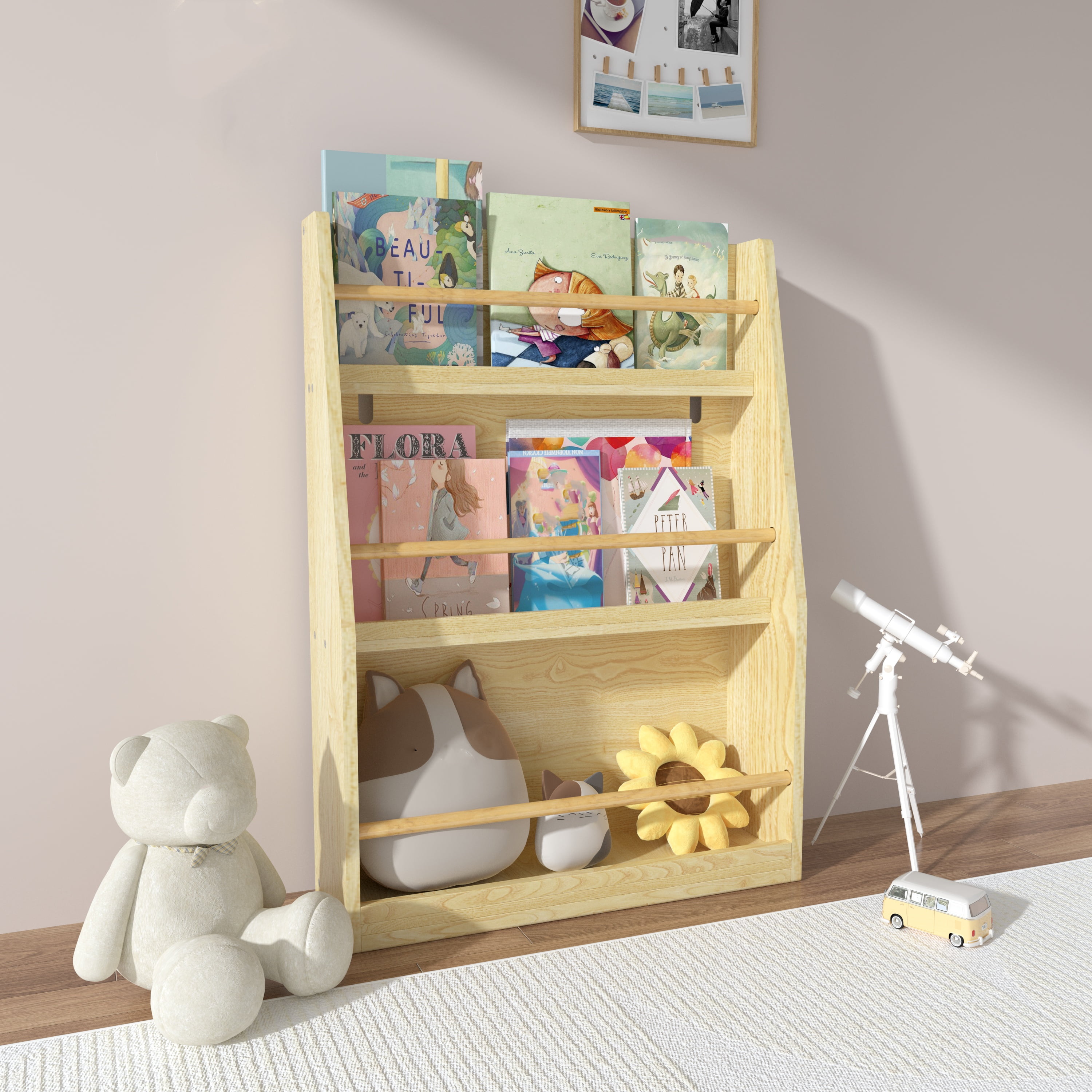 Furvclv 3 Tier Kids Bookshelf, Wood Book Rack For Children's Books, Toy ...