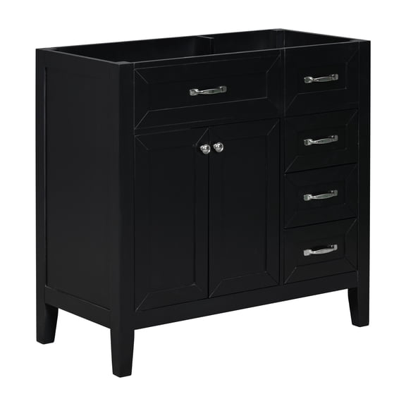 Furvclv 36 Inch Bathroom Vanity, Bathroom Cabinet With 3 Drawers, Solid Wood Frame, 2 Doors, Waterproof Freestanding Bathroom Vanity Cabinet, Cabinet Base Only