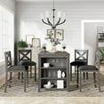 thumbnail image 1 of Furvclv 5-Piece Counter Height Dining Table Set, Rustic Farmhouse Wooden Bar Table Set With 4 Upholstered Chairs, Table Chairs Set For Kitchen Dining Room, 1 of 1